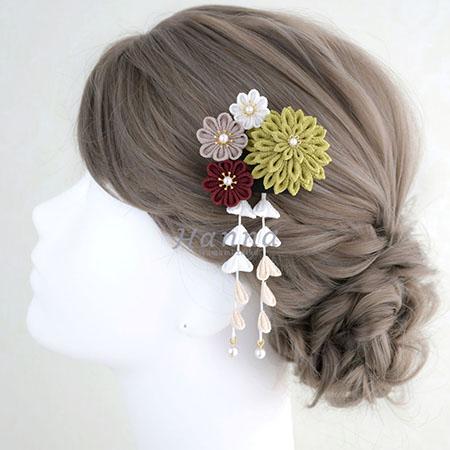 ポンポンダリアとマムと【粋】 卒業式 七五三 成人式 結婚式 髪飾り